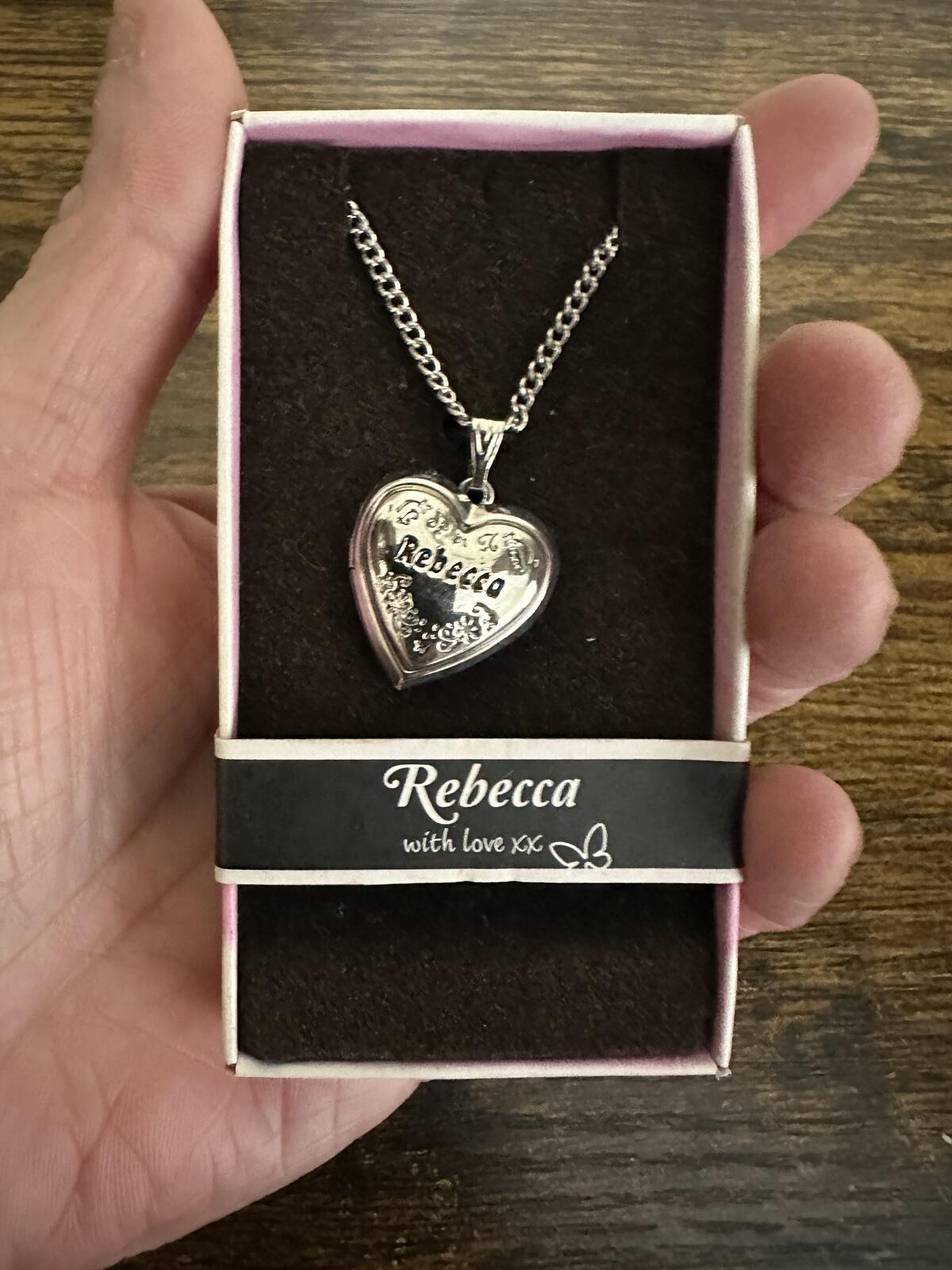 Love Lockets Silver tone Engraved Rebecca Necklace