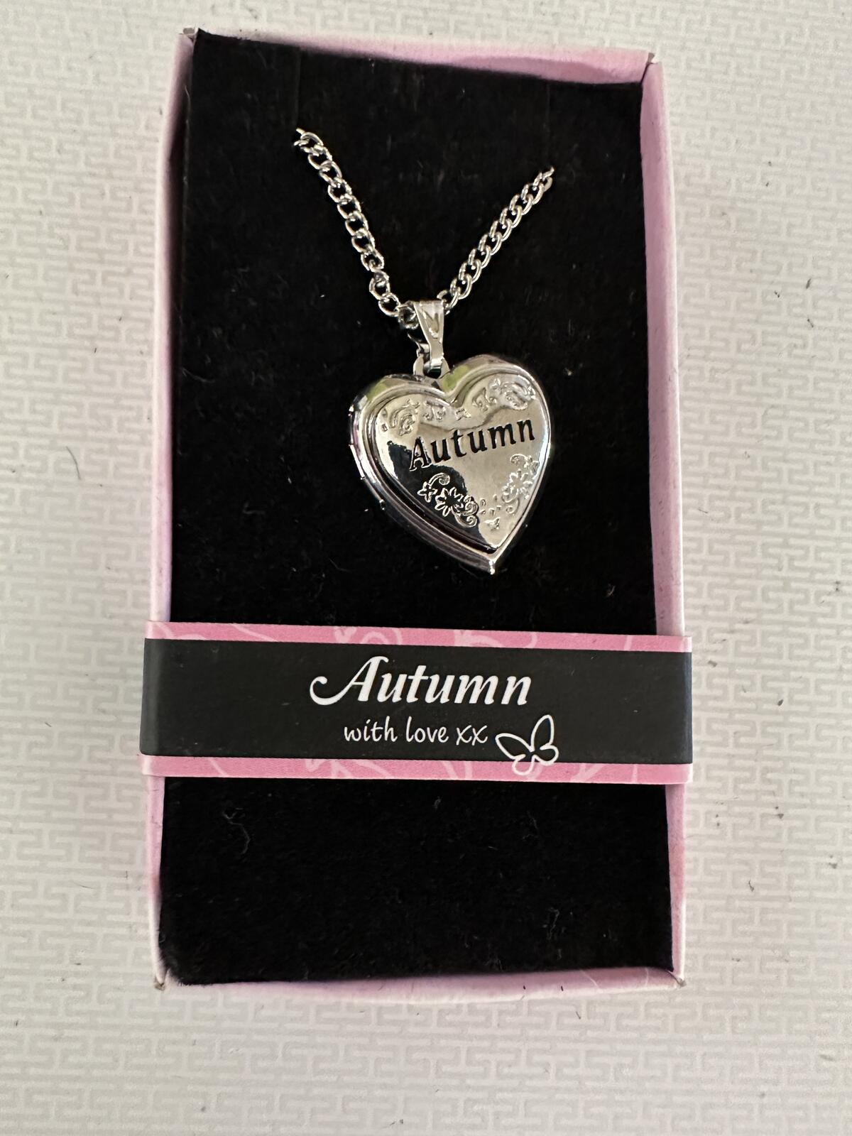 Love Lockets Silver tone Engraved Autumn Necklace