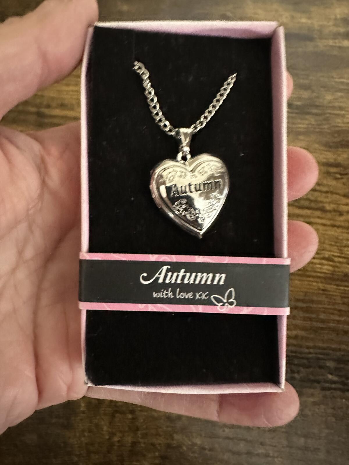 Love Lockets Silver tone Engraved Autumn Necklace