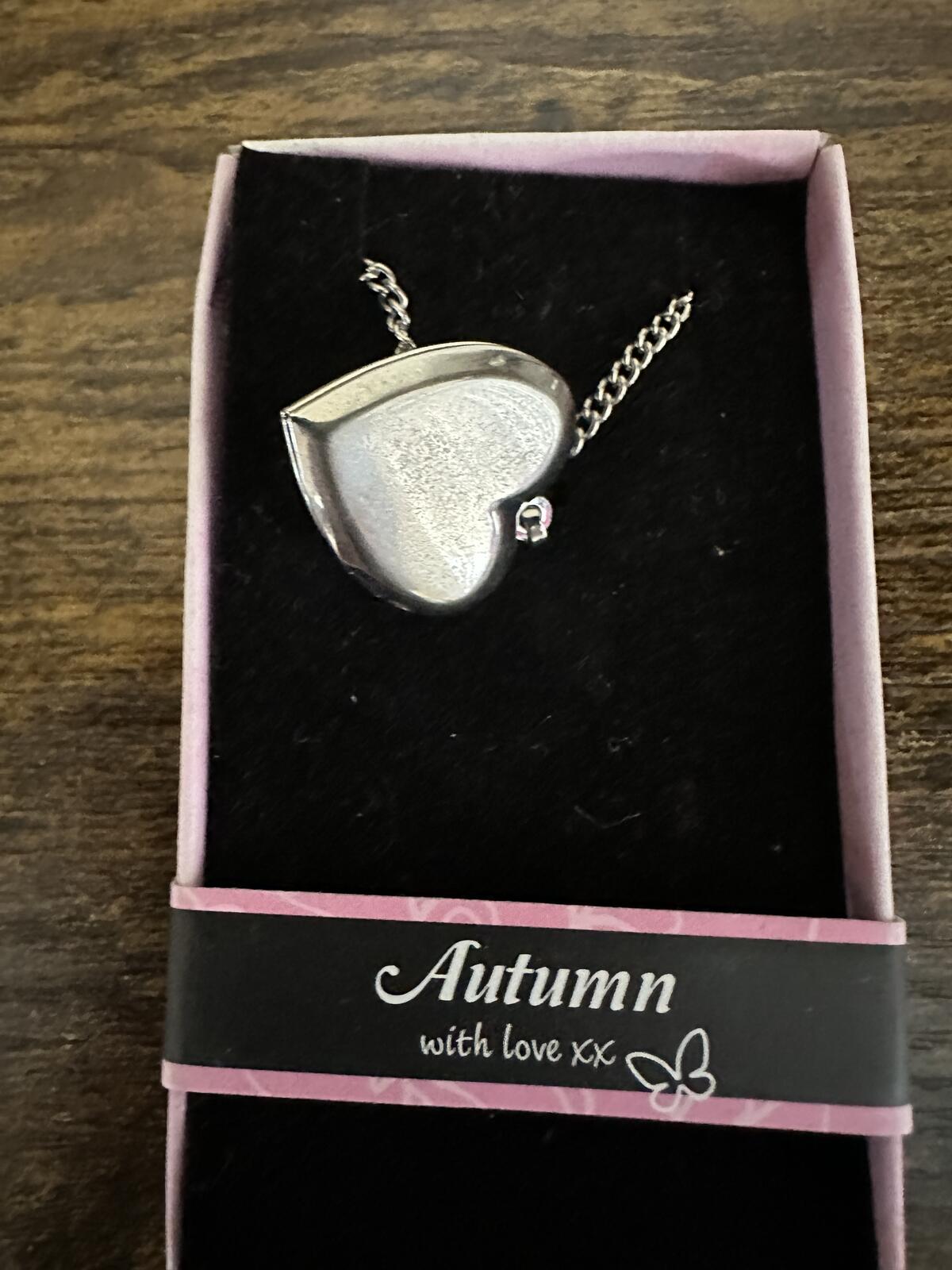 Love Lockets Silver tone Engraved Autumn Necklace