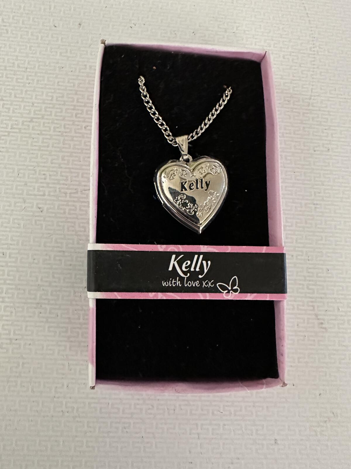 Love Lockets Silver tone Engraved Kelly Necklace