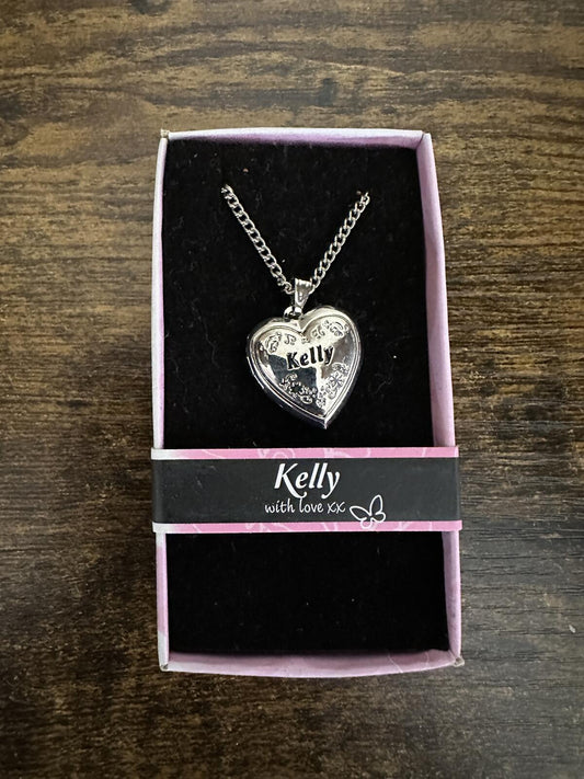 Love Lockets Silver tone Engraved Kelly Necklace