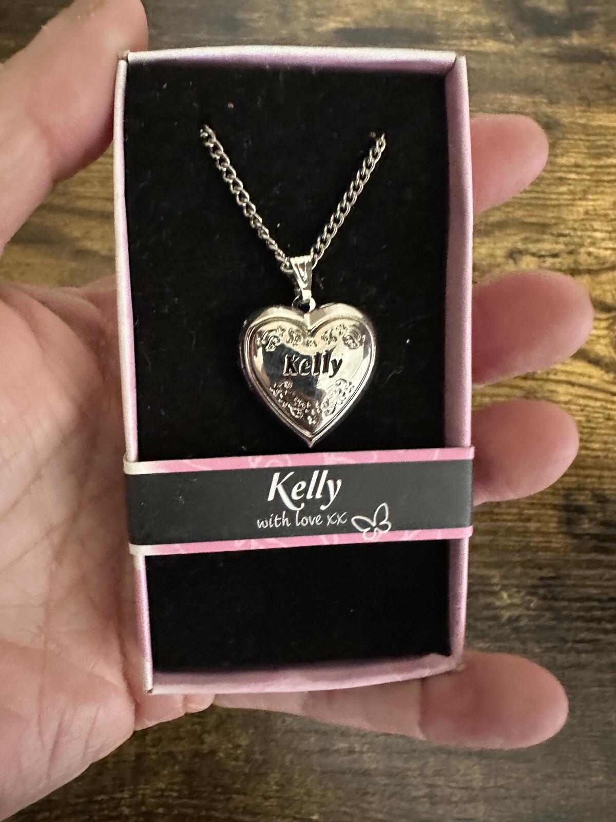 Love Lockets Silver tone Engraved Kelly Necklace