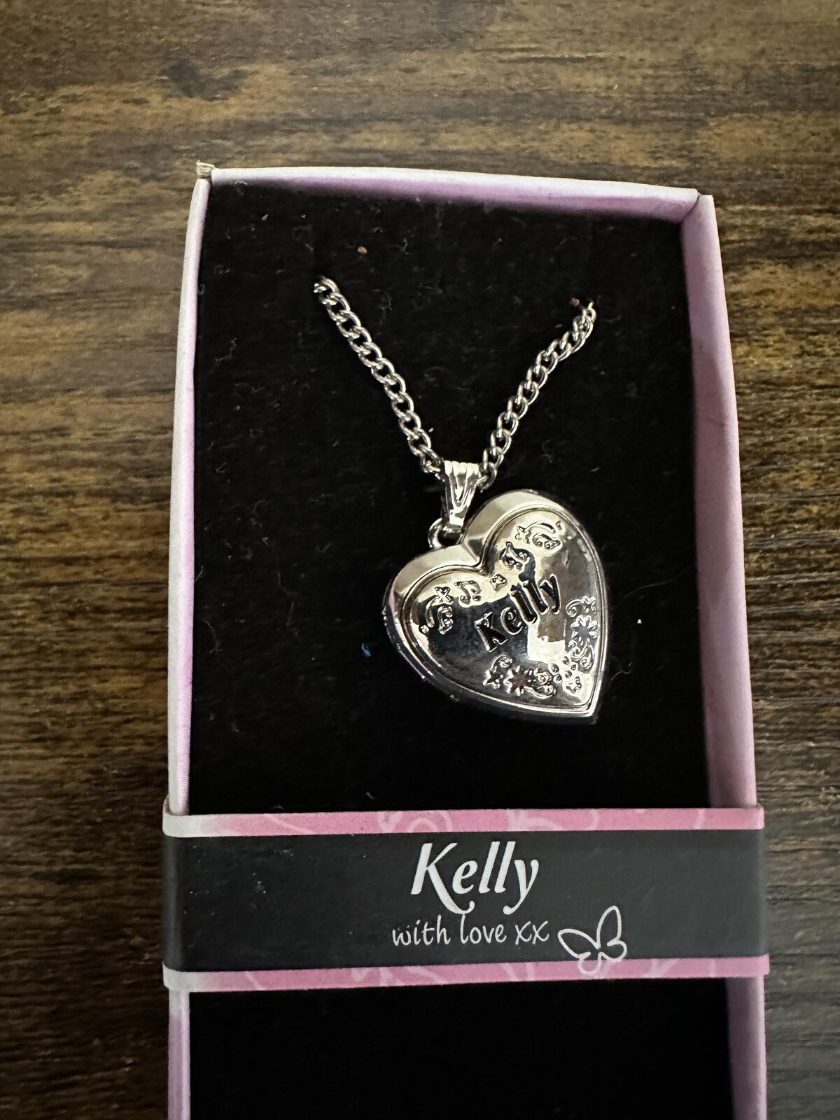 Love Lockets Silver tone Engraved Kelly Necklace