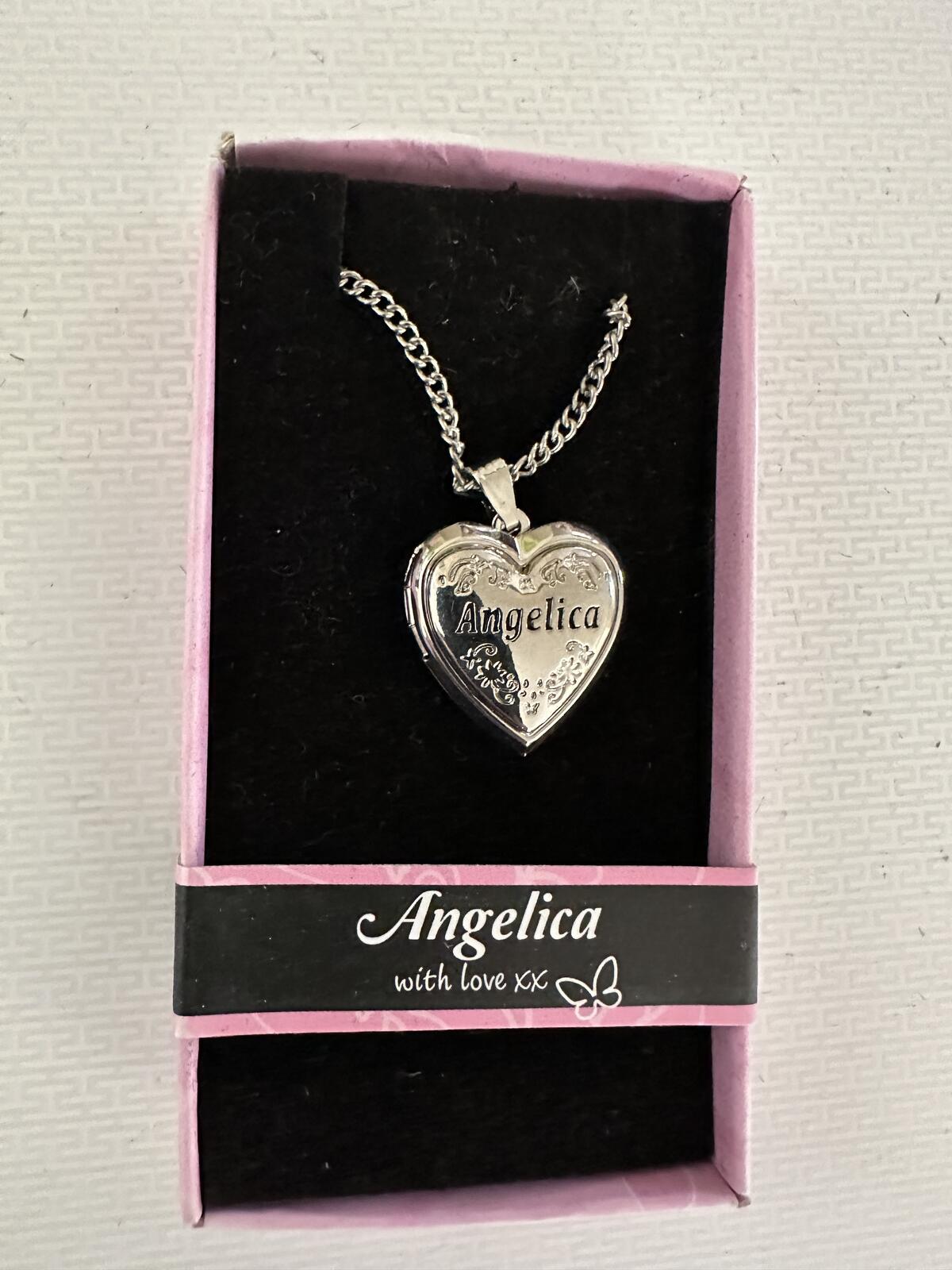 Love Lockets Silver tone Engraved Angelica Necklace