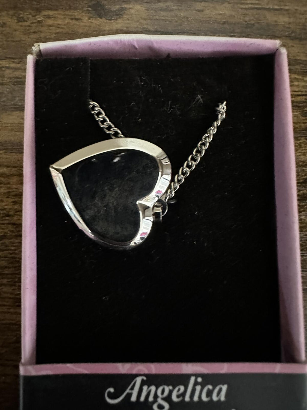 Love Lockets Silver tone Engraved Angelica Necklace