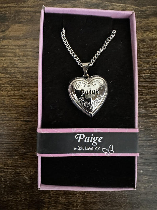 Love Lockets Silver tone Engraved Paige Necklace