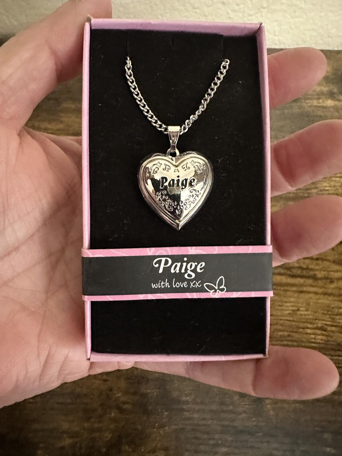 Love Lockets Silver tone Engraved Paige Necklace