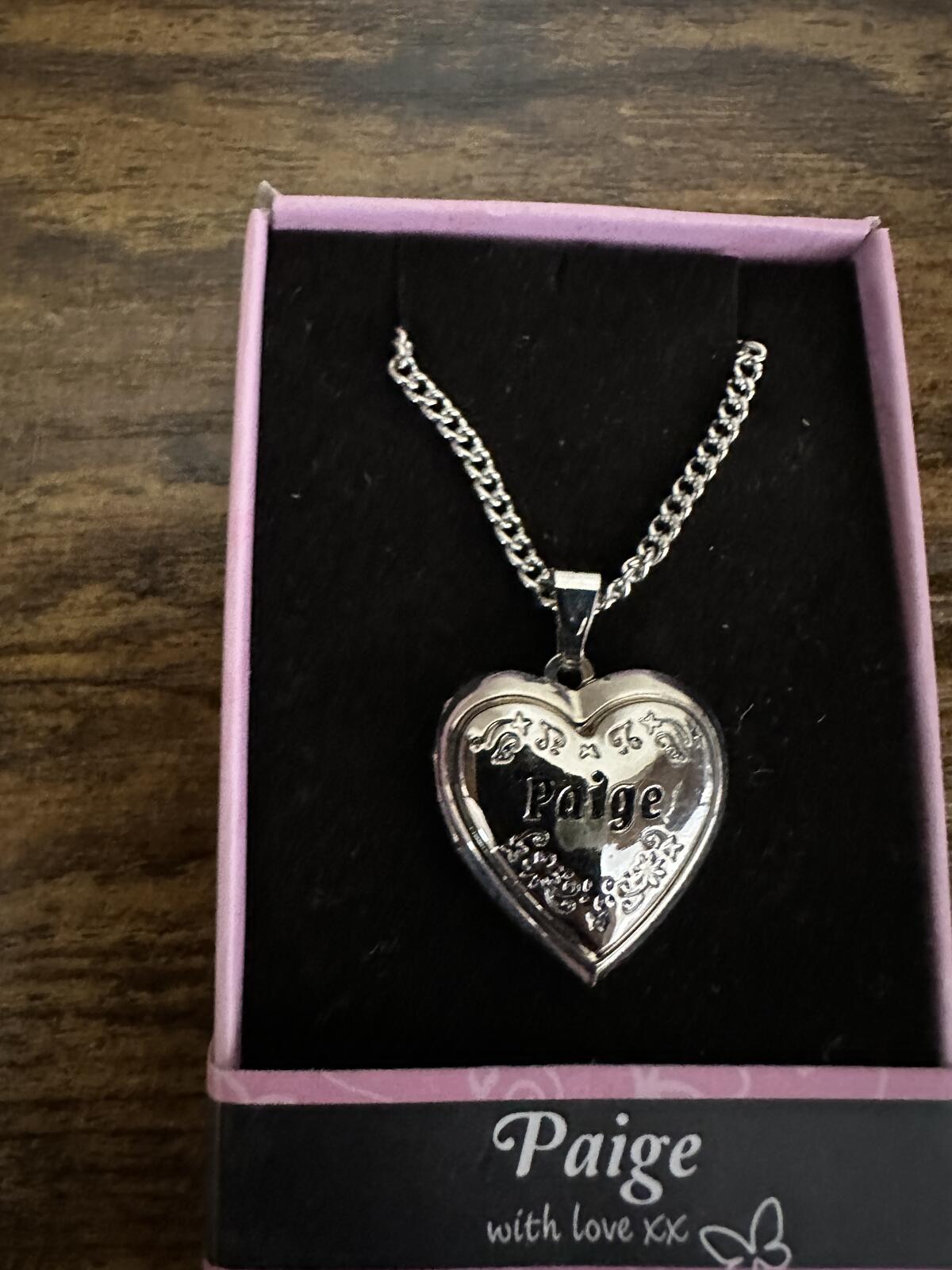 Love Lockets Silver tone Engraved Paige Necklace