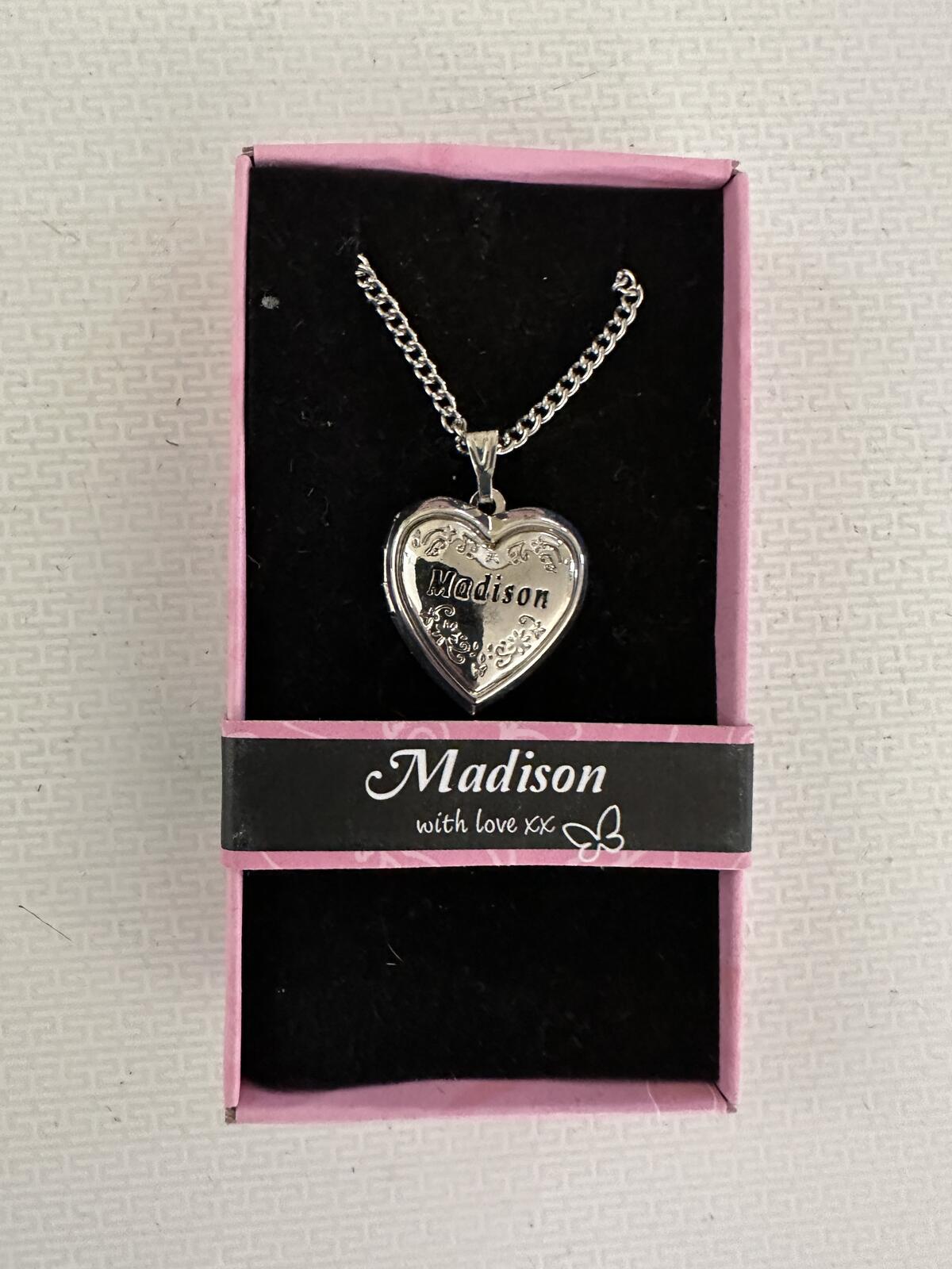 Love Lockets Silver tone Engraved Madison Necklace