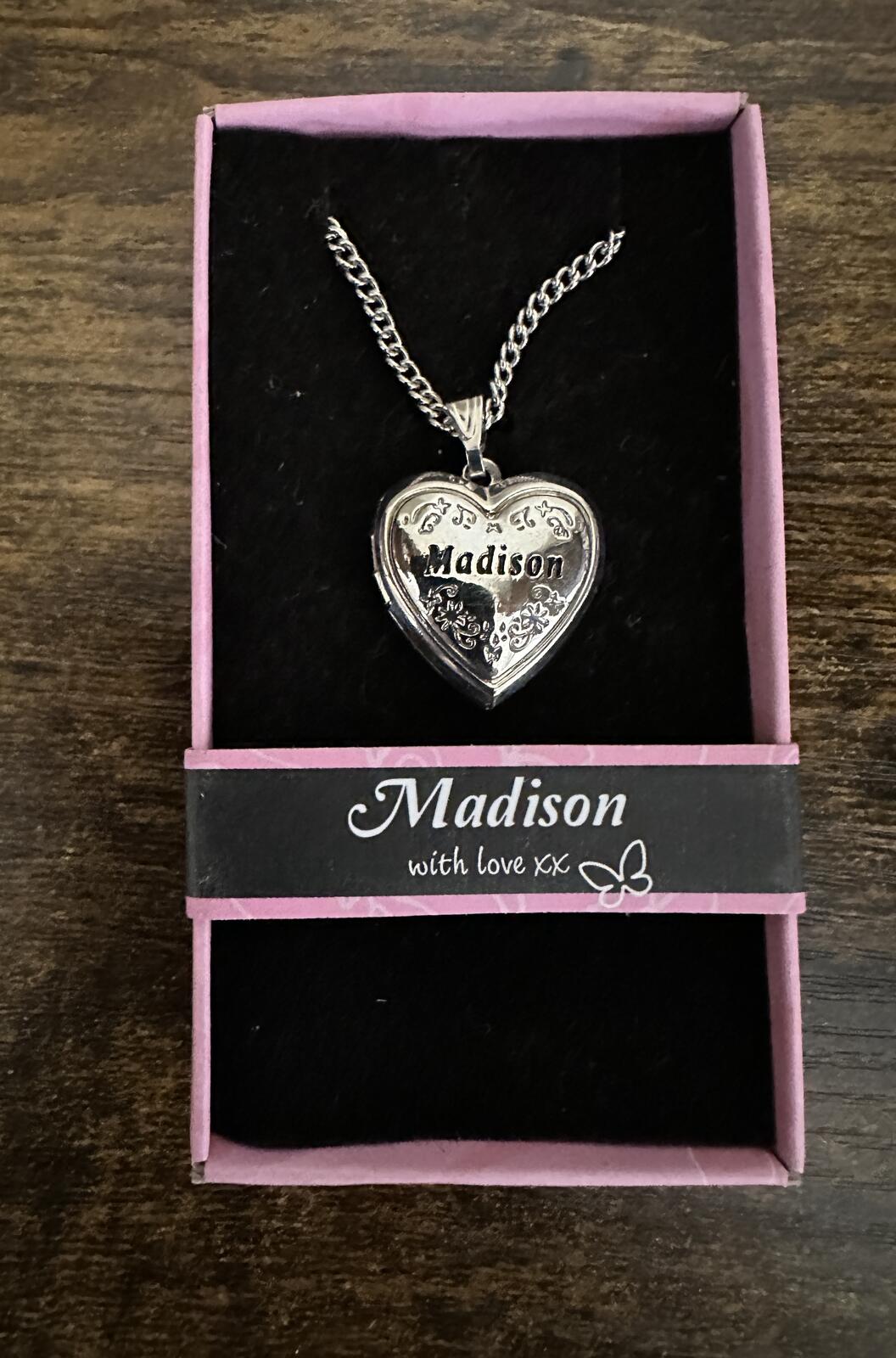 Love Lockets Silver tone Engraved Madison Necklace