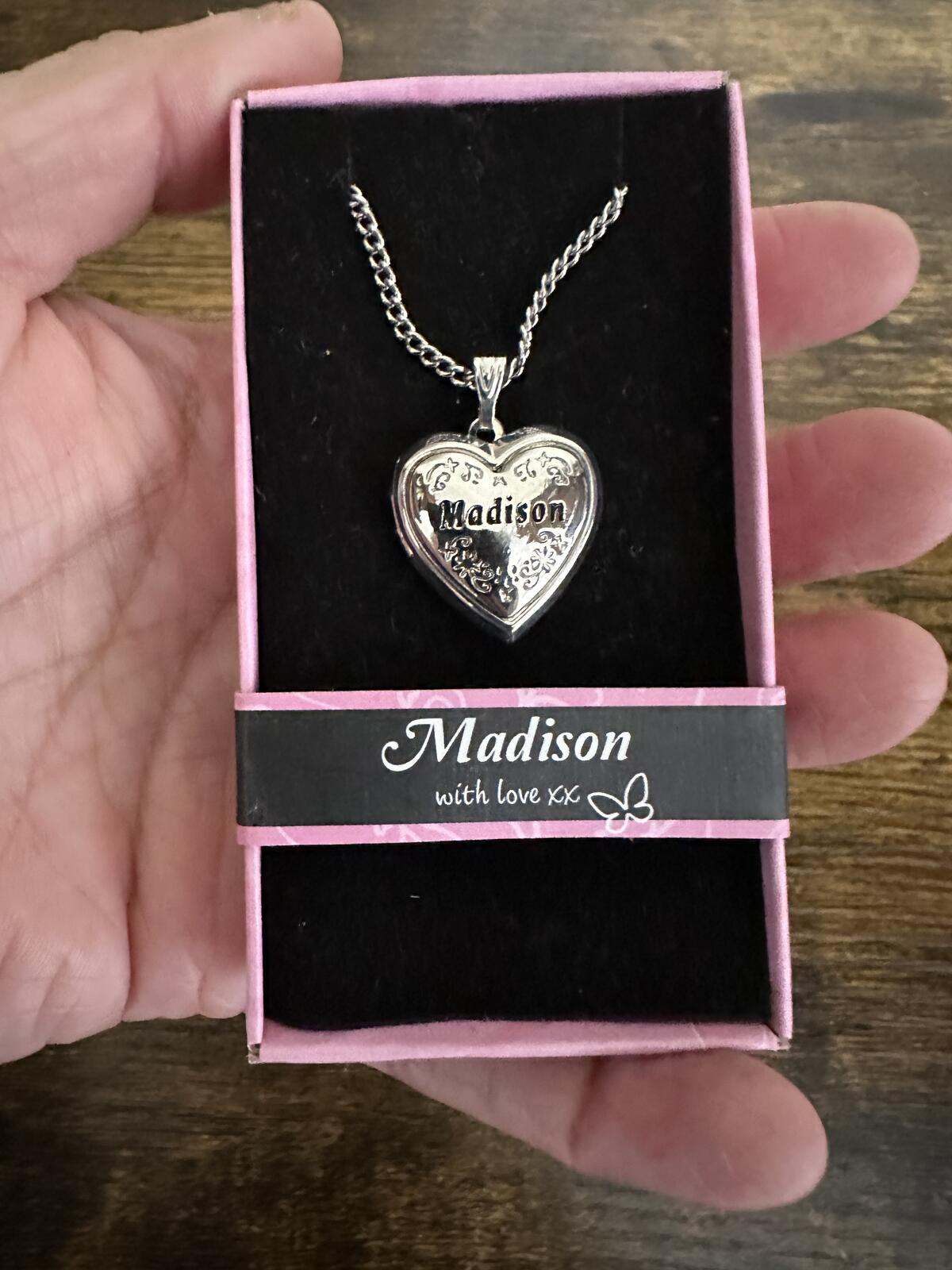 Love Lockets Silver tone Engraved Madison Necklace