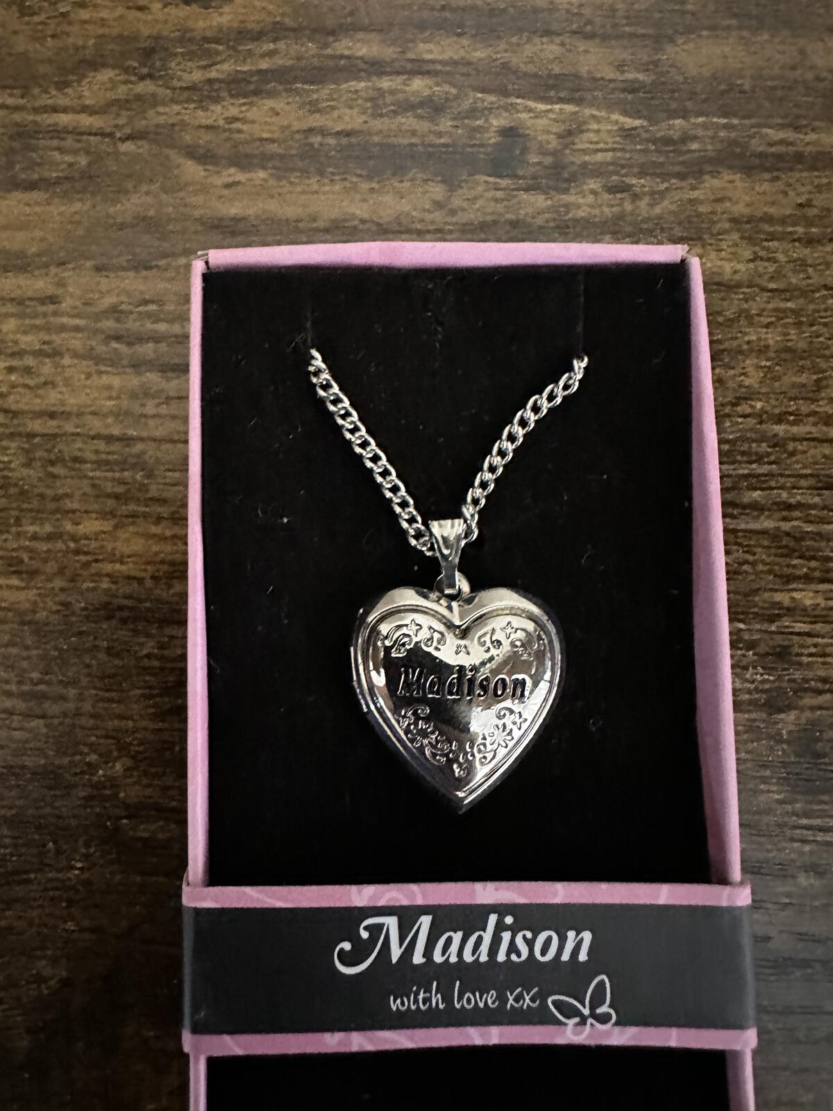 Love Lockets Silver tone Engraved Madison Necklace