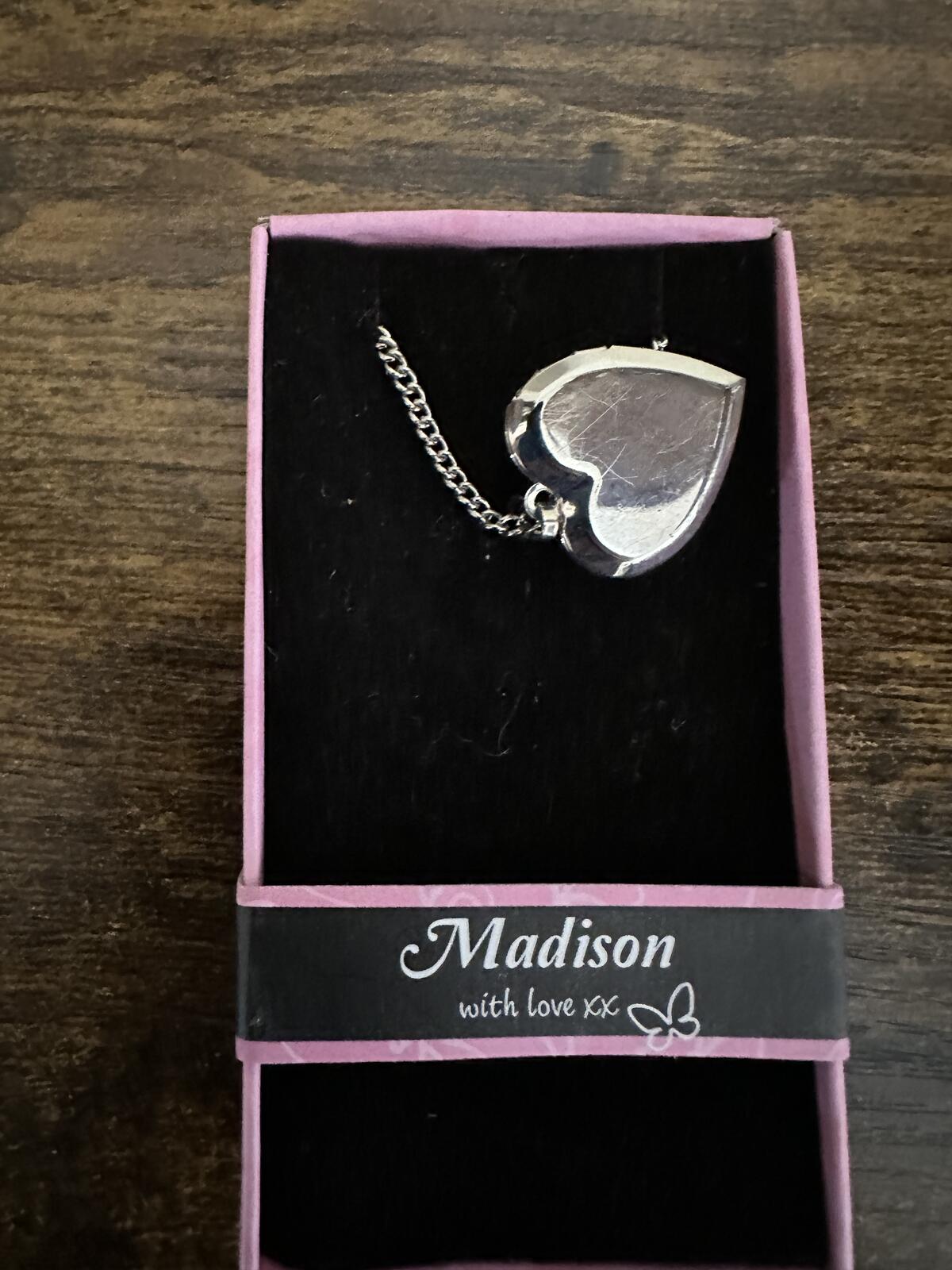 Love Lockets Silver tone Engraved Madison Necklace