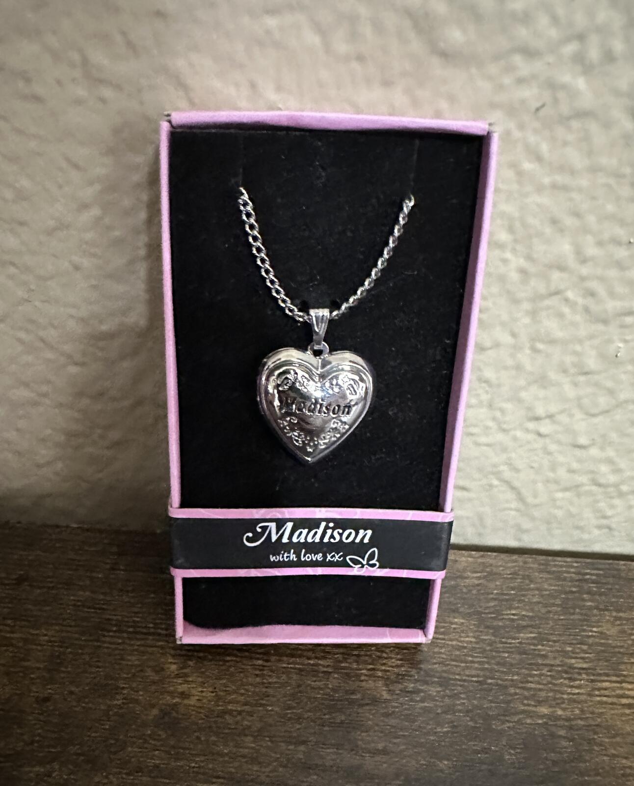 Love Lockets Silver tone Engraved Madison Necklace