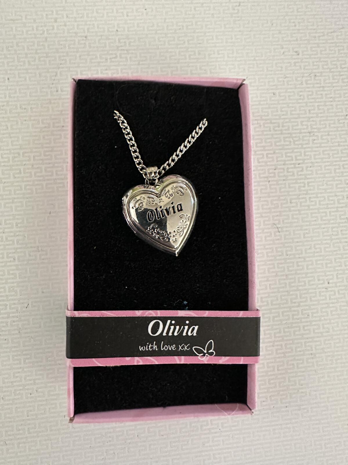 Love Lockets Silver tone Engraved Olivia Necklace