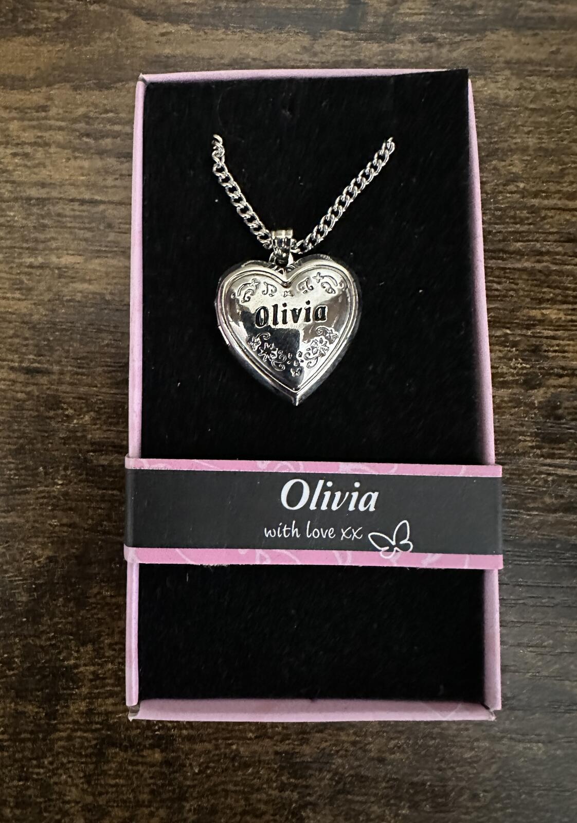 Love Lockets Silver tone Engraved Olivia Necklace