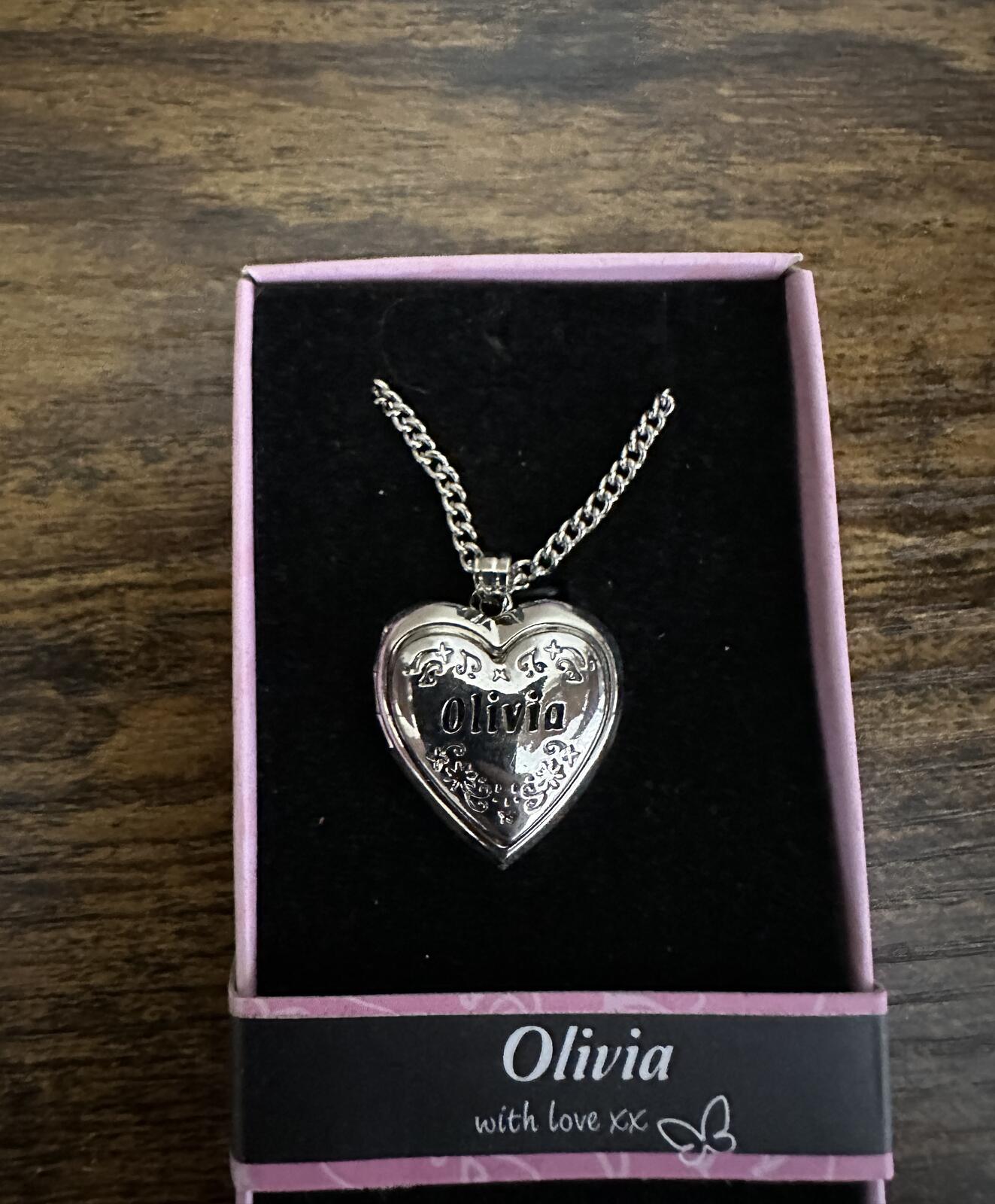 Love Lockets Silver tone Engraved Olivia Necklace