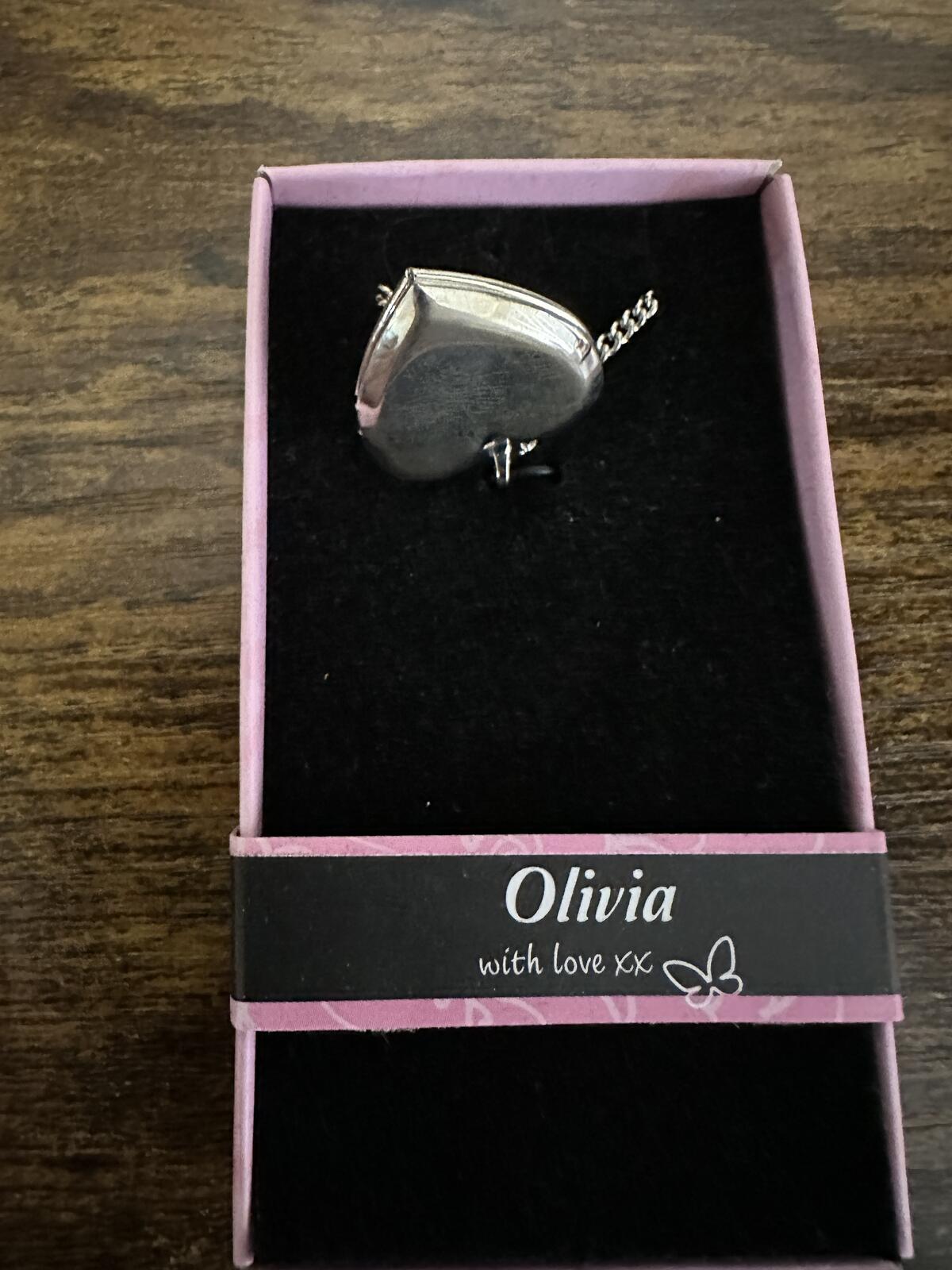 Love Lockets Silver tone Engraved Olivia Necklace