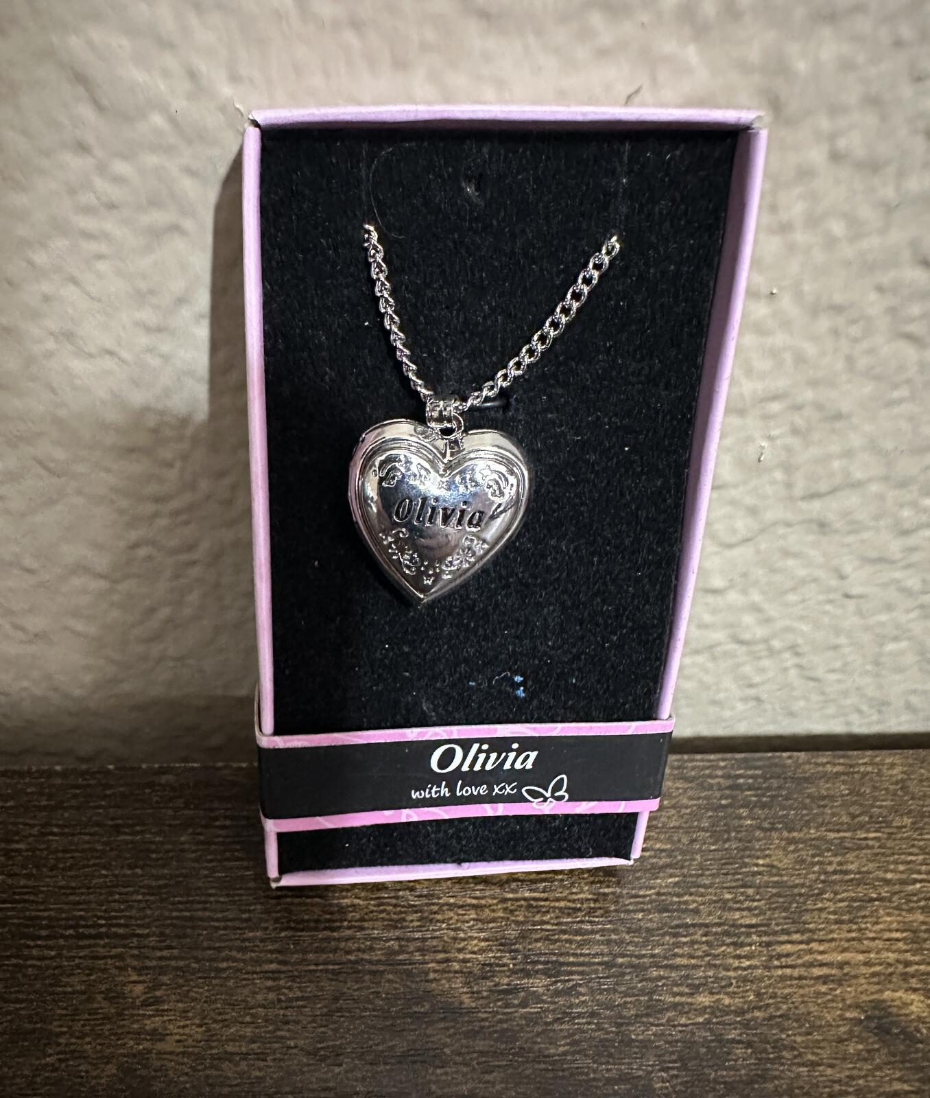 Love Lockets Silver tone Engraved Olivia Necklace