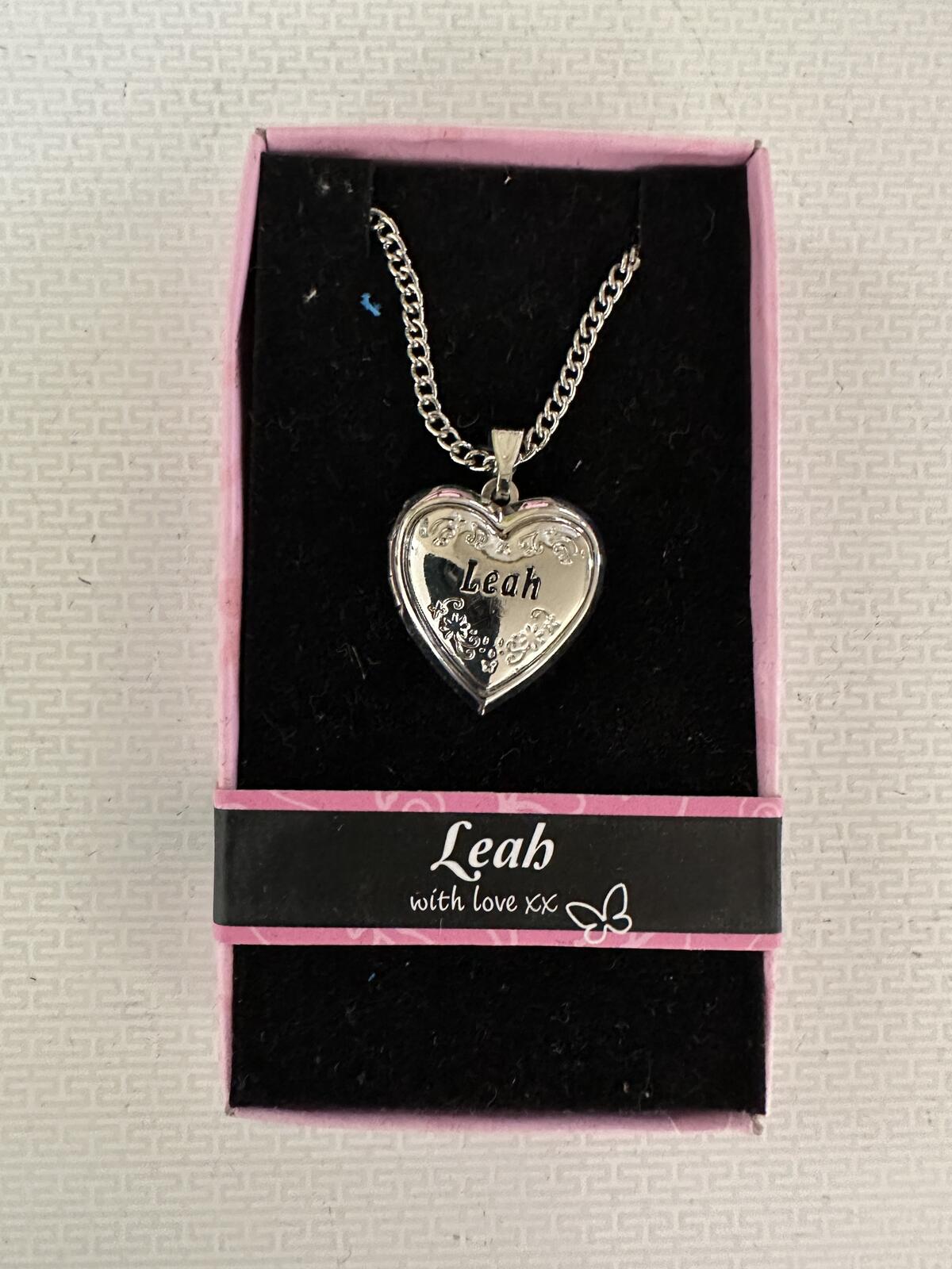 Love Lockets Silver tone Engraved Leah Necklace