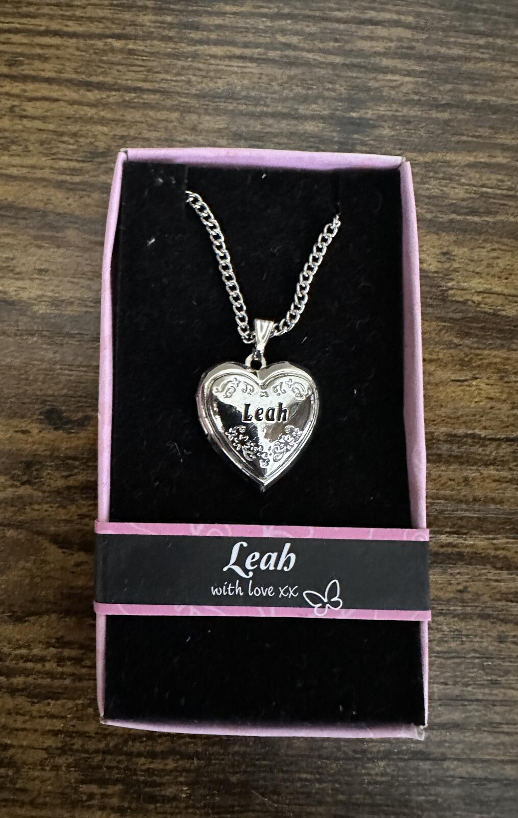 Love Lockets Silver tone Engraved Leah Necklace