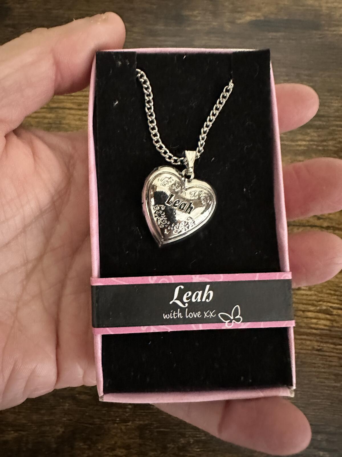 Love Lockets Silver tone Engraved Leah Necklace