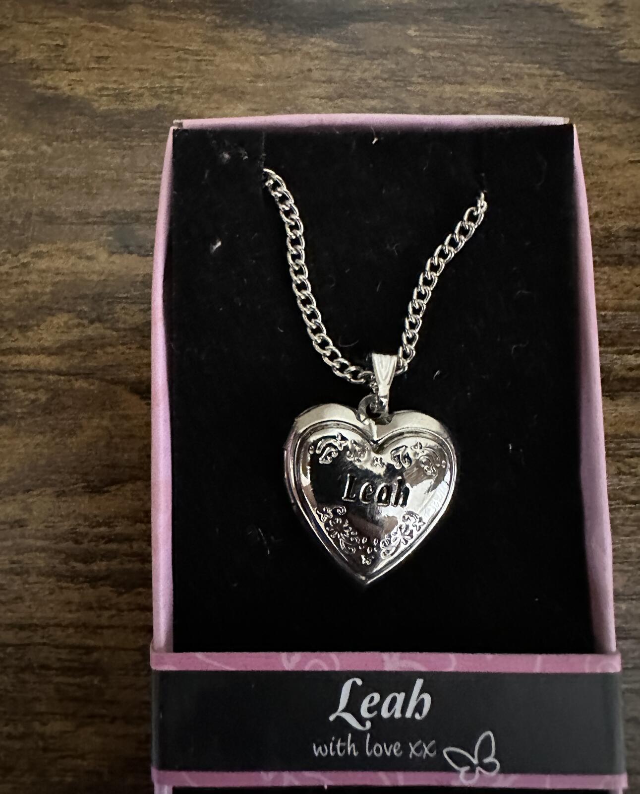 Love Lockets Silver tone Engraved Leah Necklace
