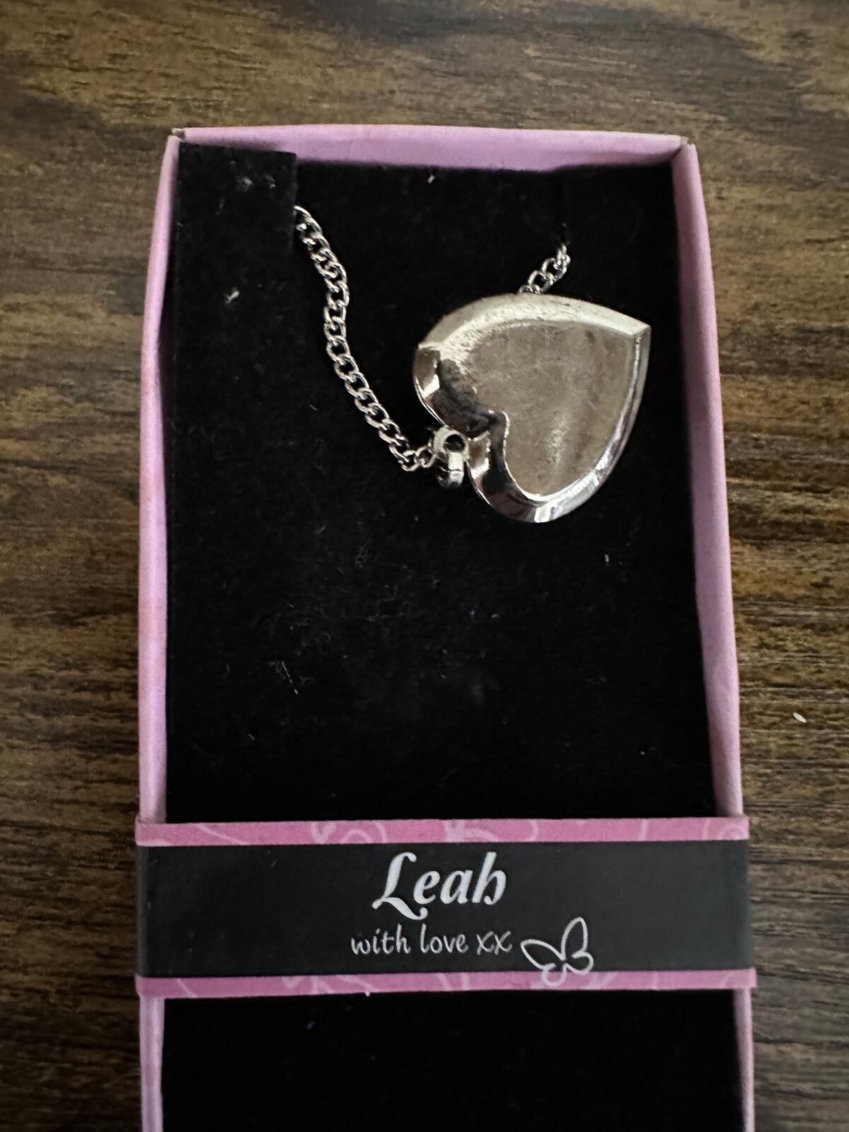 Love Lockets Silver tone Engraved Leah Necklace