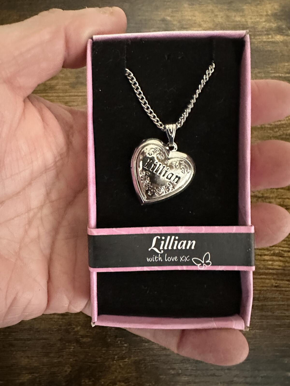 Love Lockets Silver tone Engraved Lillian Necklace