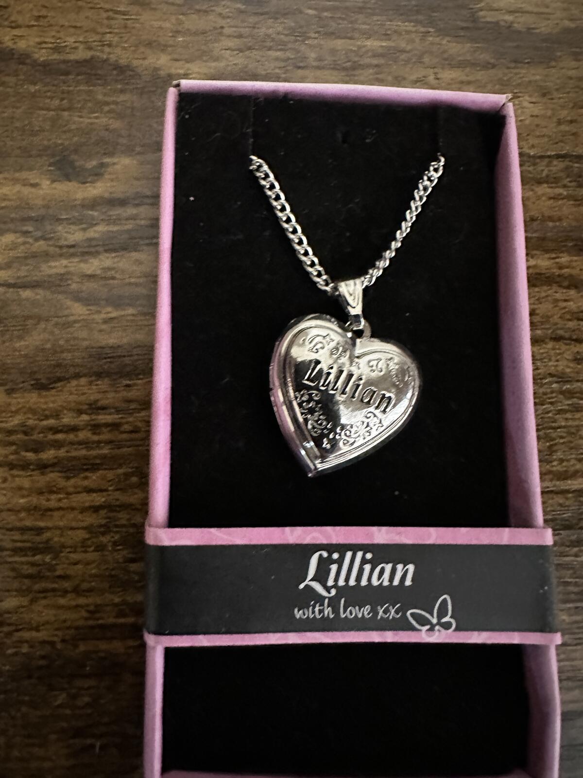 Love Lockets Silver tone Engraved Lillian Necklace