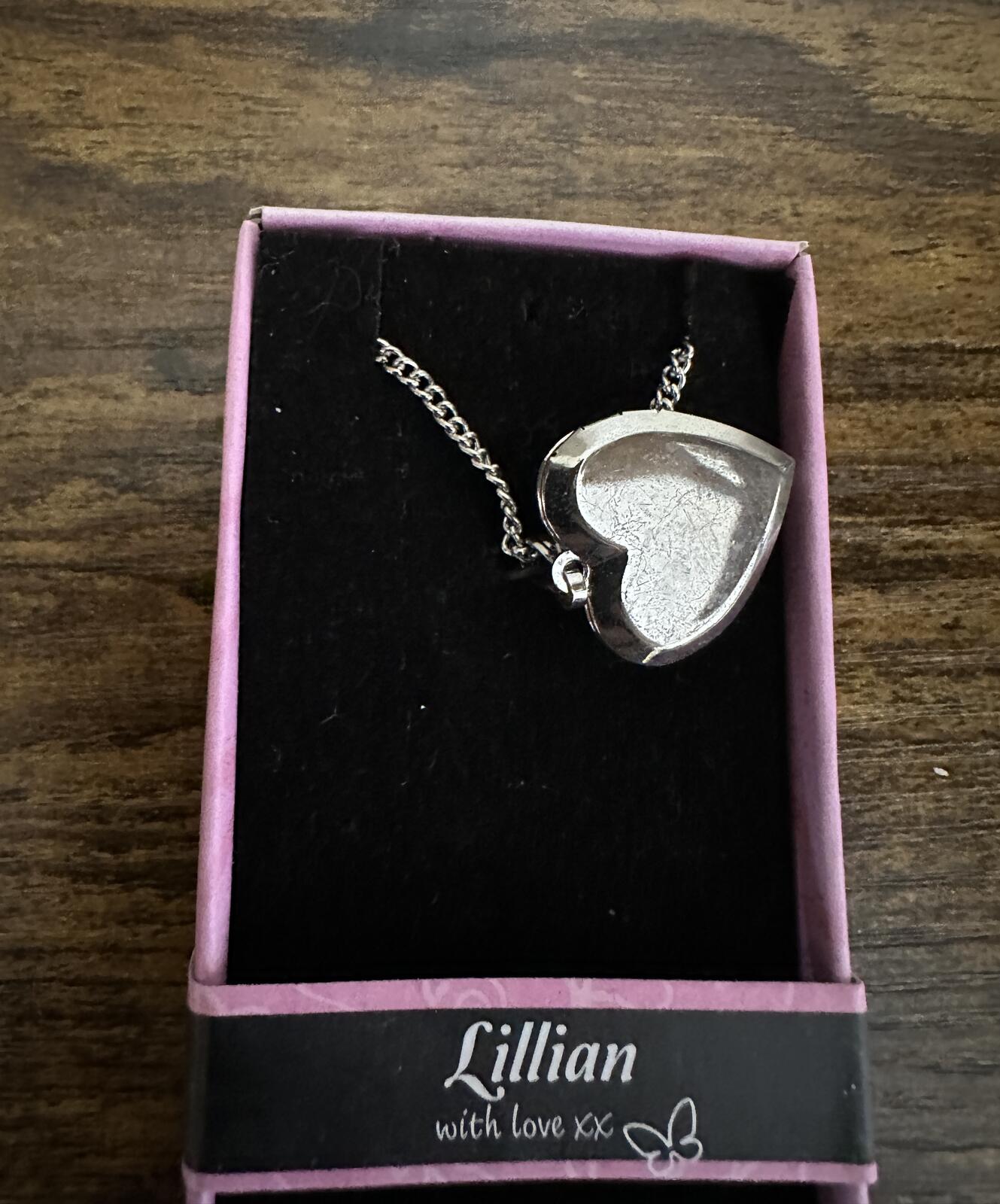 Love Lockets Silver tone Engraved Lillian Necklace