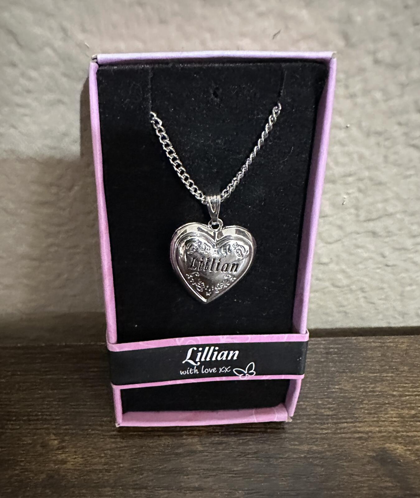 Love Lockets Silver tone Engraved Lillian Necklace