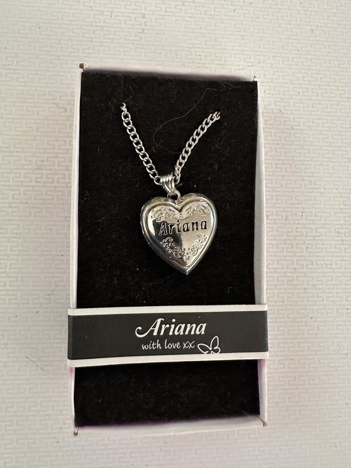 Love Lockets Silver tone Engraved Ariana Necklace