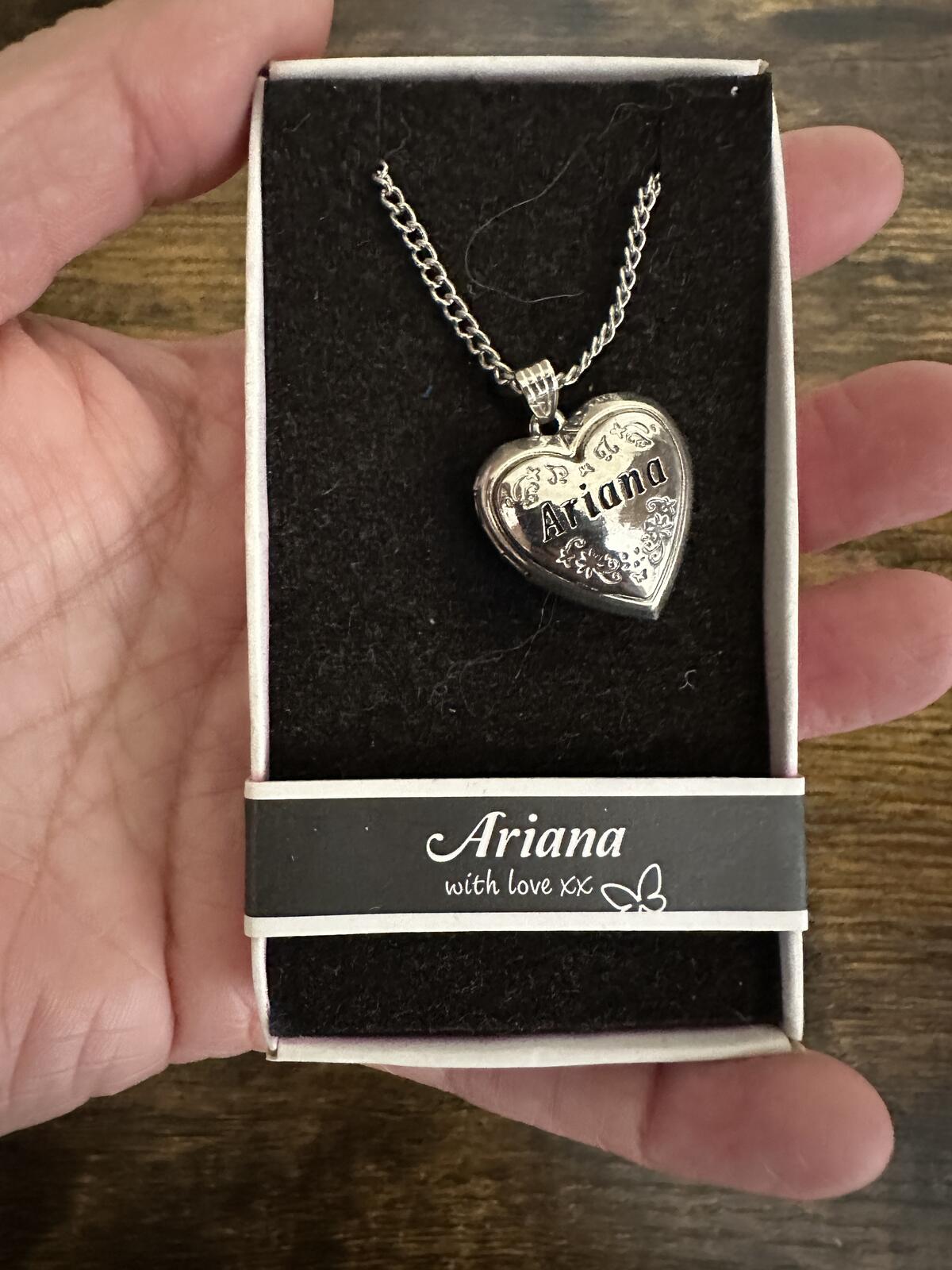 Love Lockets Silver tone Engraved Ariana Necklace