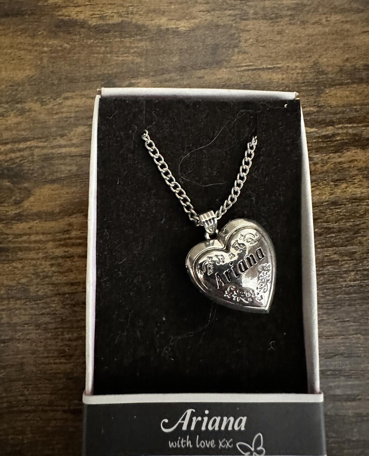 Love Lockets Silver tone Engraved Ariana Necklace