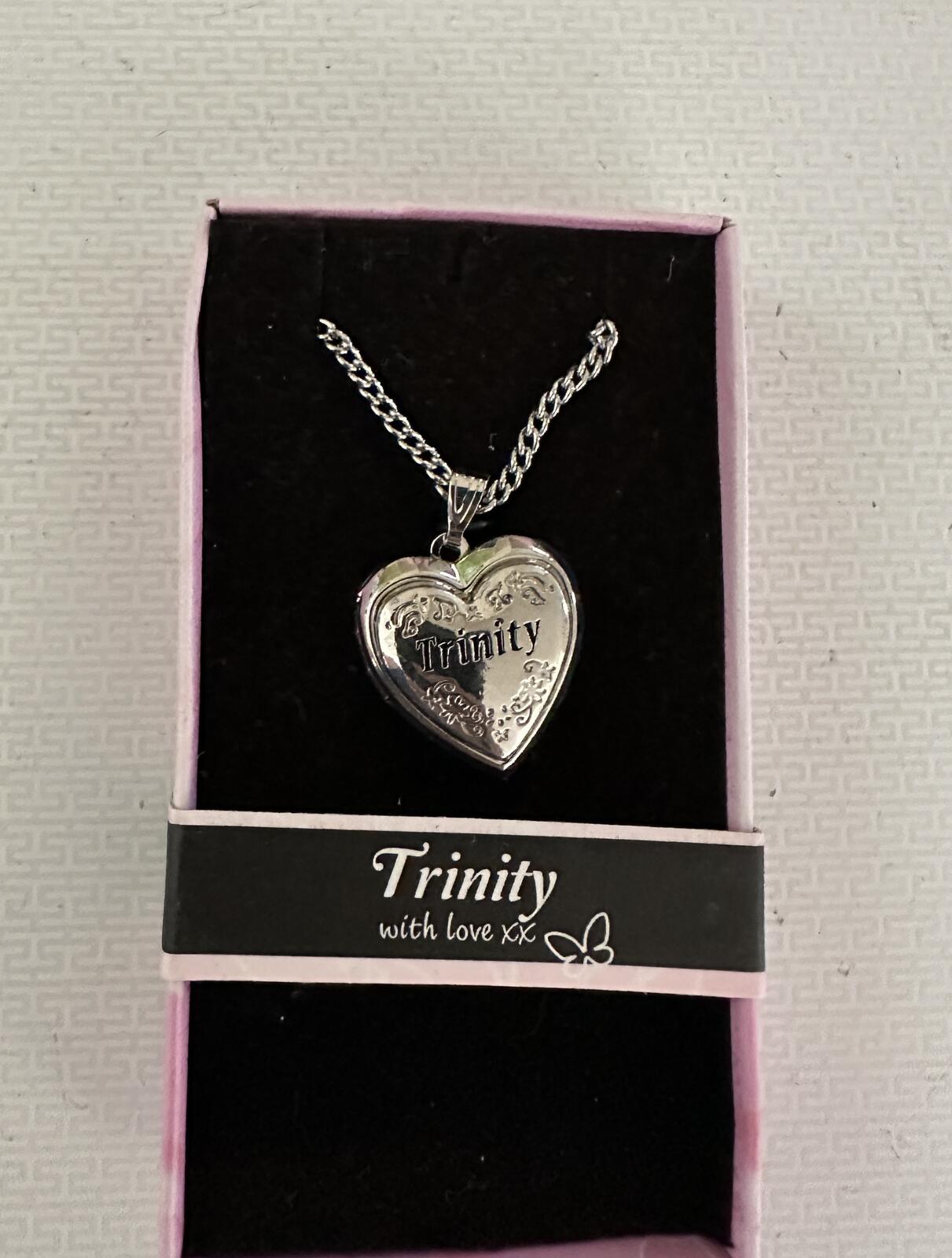 Love Lockets Silver tone Engraved Trinity Necklace