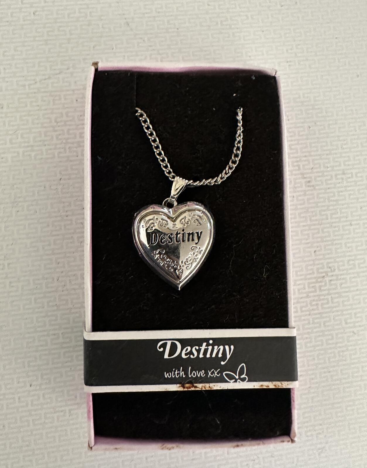 Love Lockets Silver tone Engraved Destiny Necklace