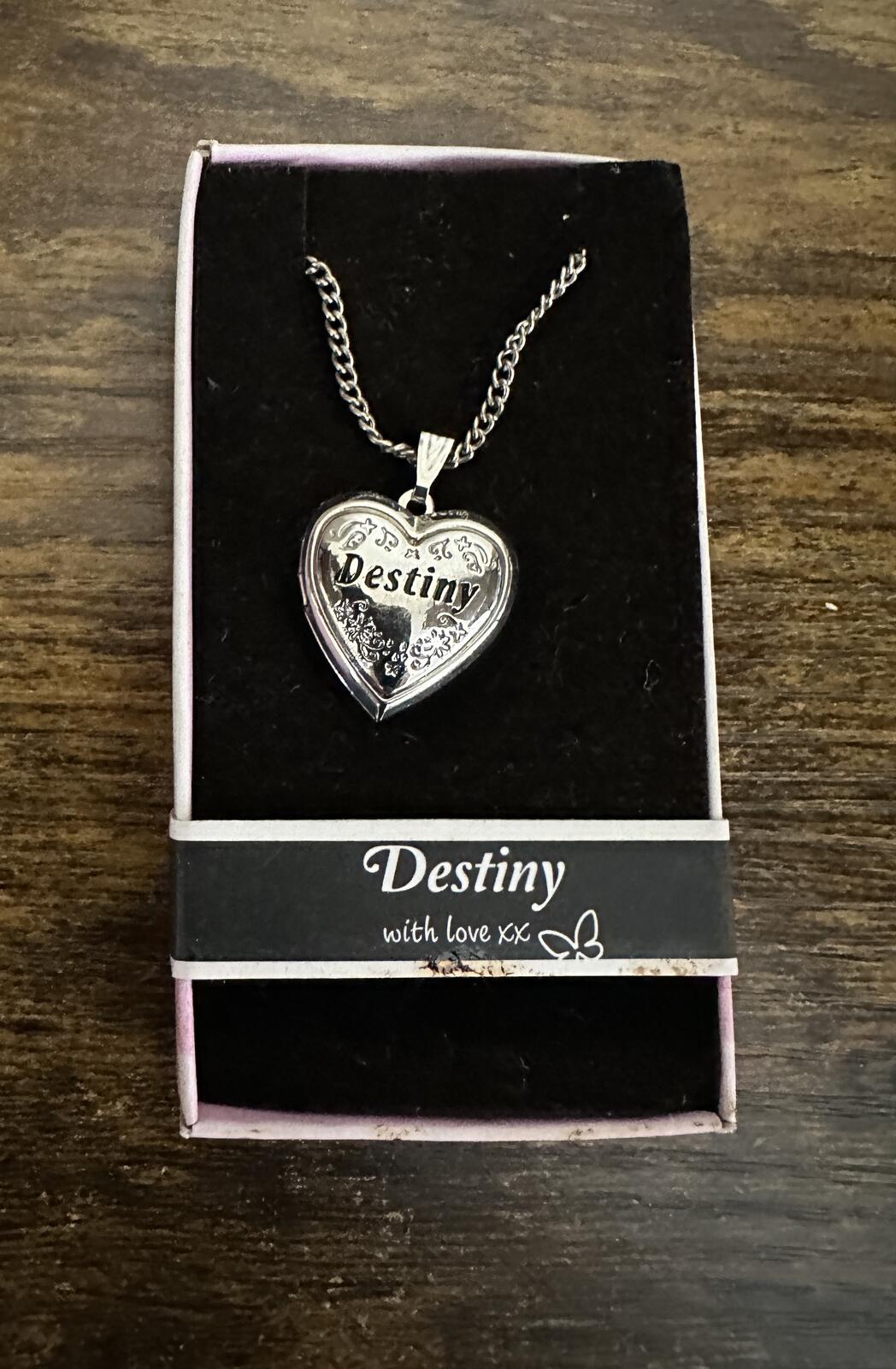 Love Lockets Silver tone Engraved Destiny Necklace