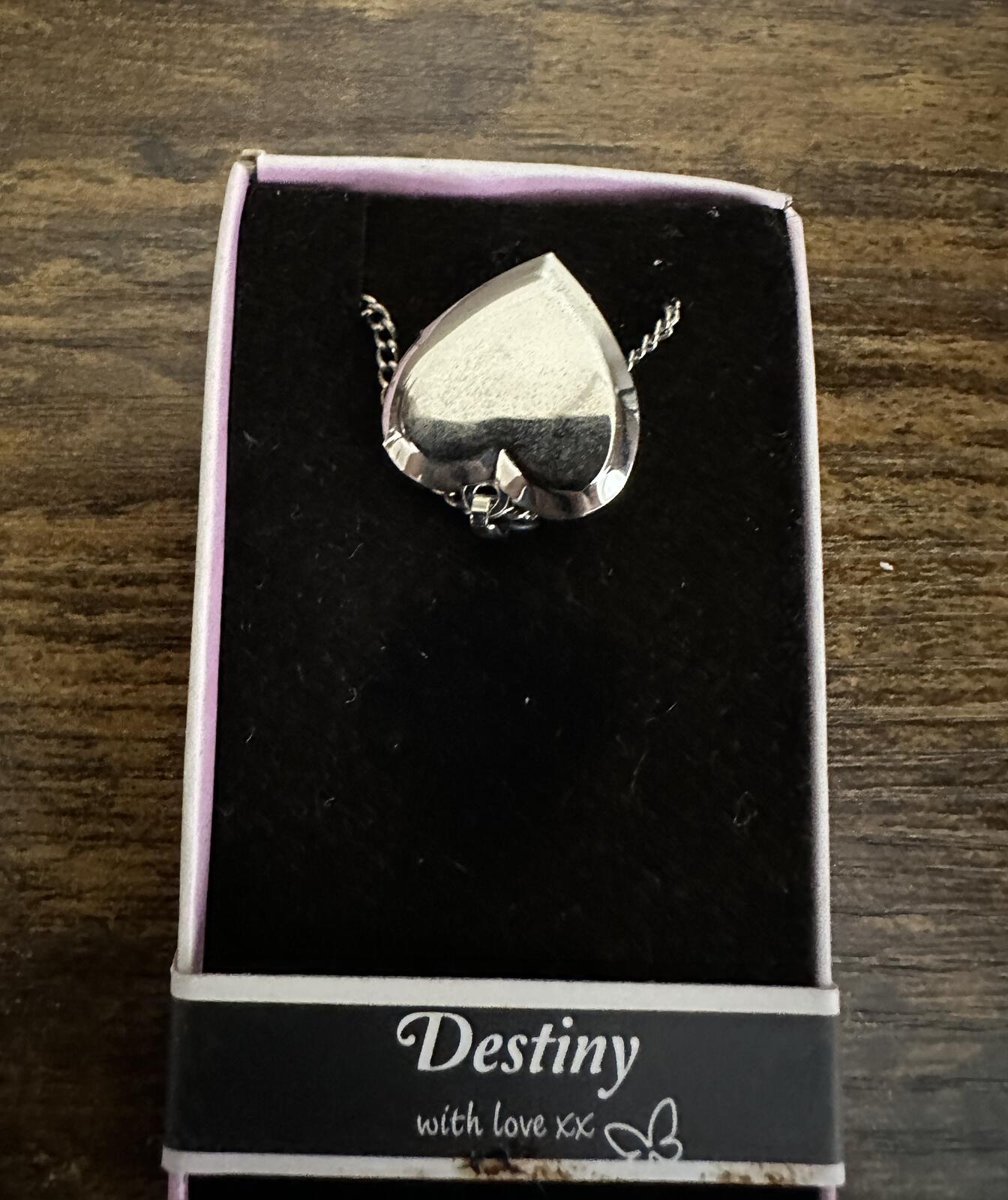 Love Lockets Silver tone Engraved Destiny Necklace