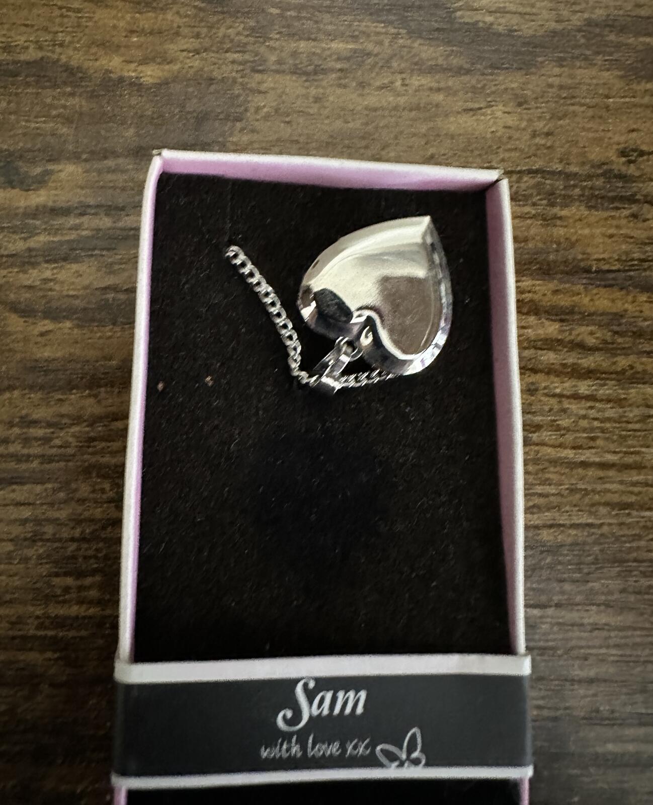 Love Lockets Silver tone Engraved Sam Necklace