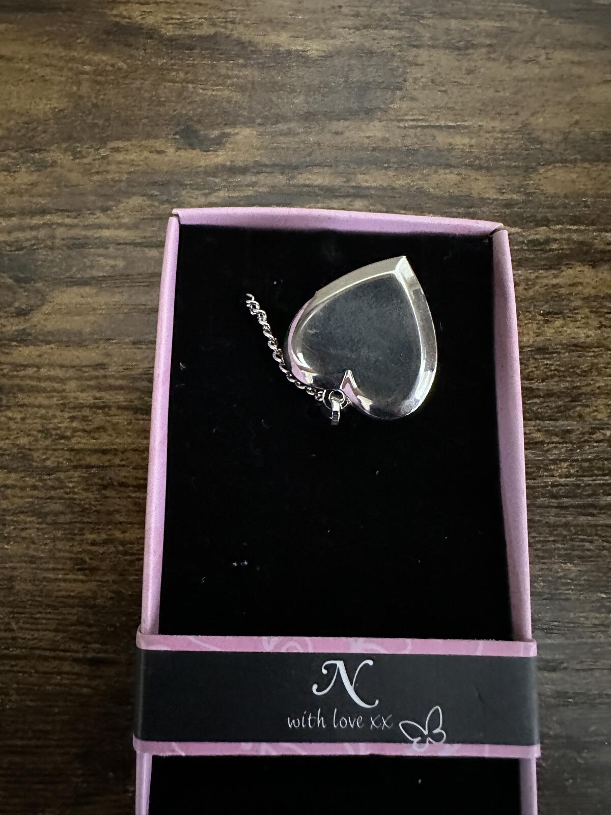 Love Lockets Silver tone Engraved Initial N Necklace