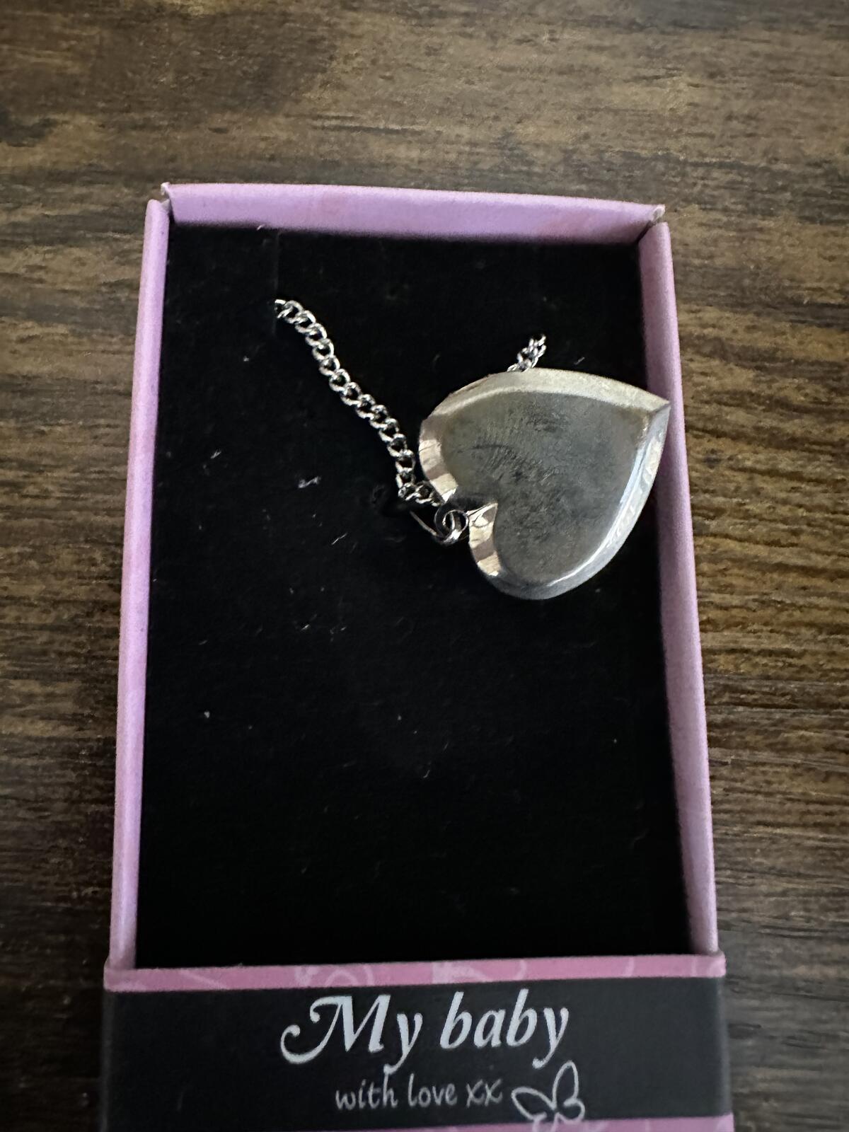 Love Lockets Silver tone Engraved My Baby Necklace