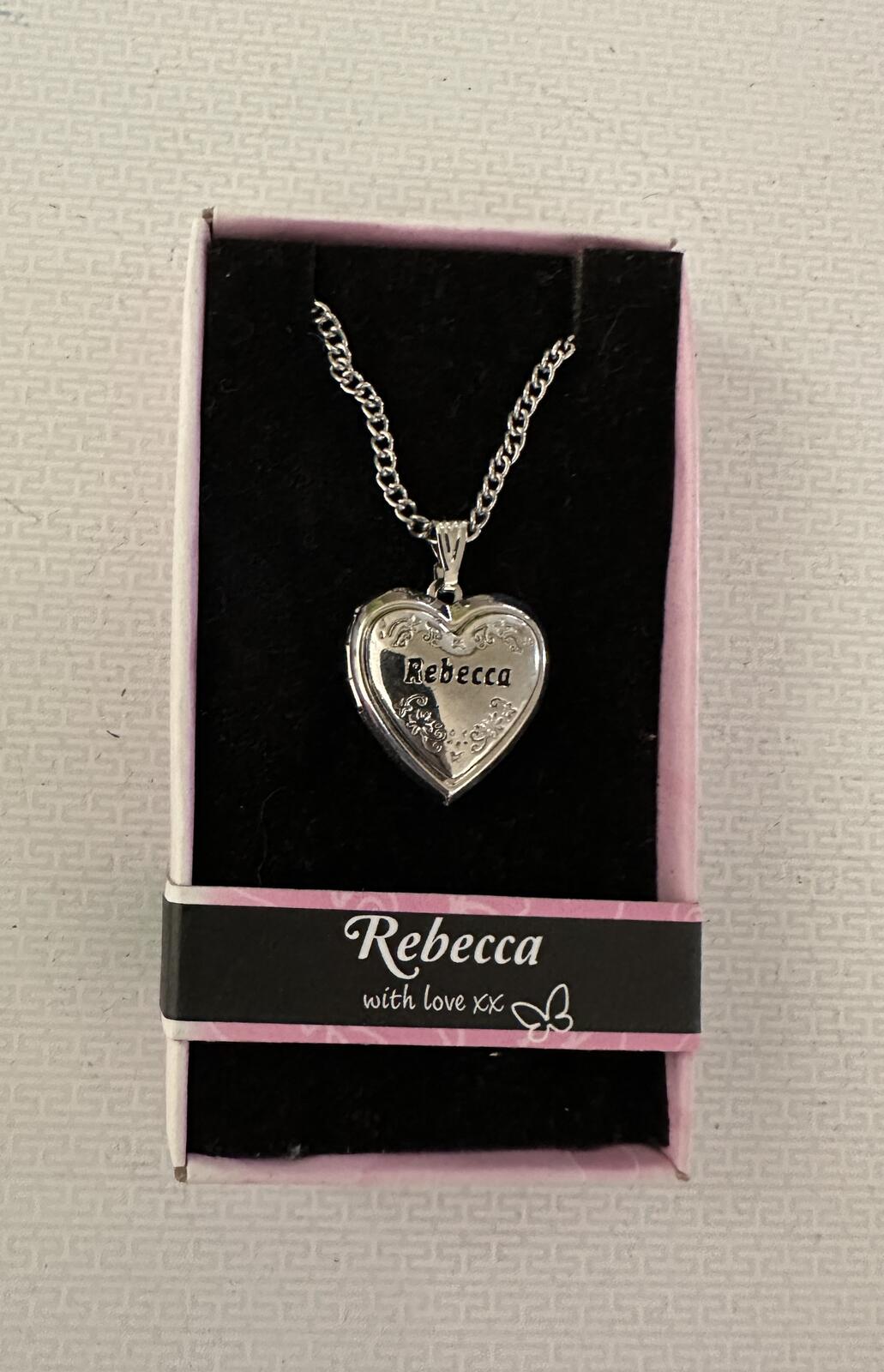 Love Lockets Silver tone Engraved Rebecca Necklace