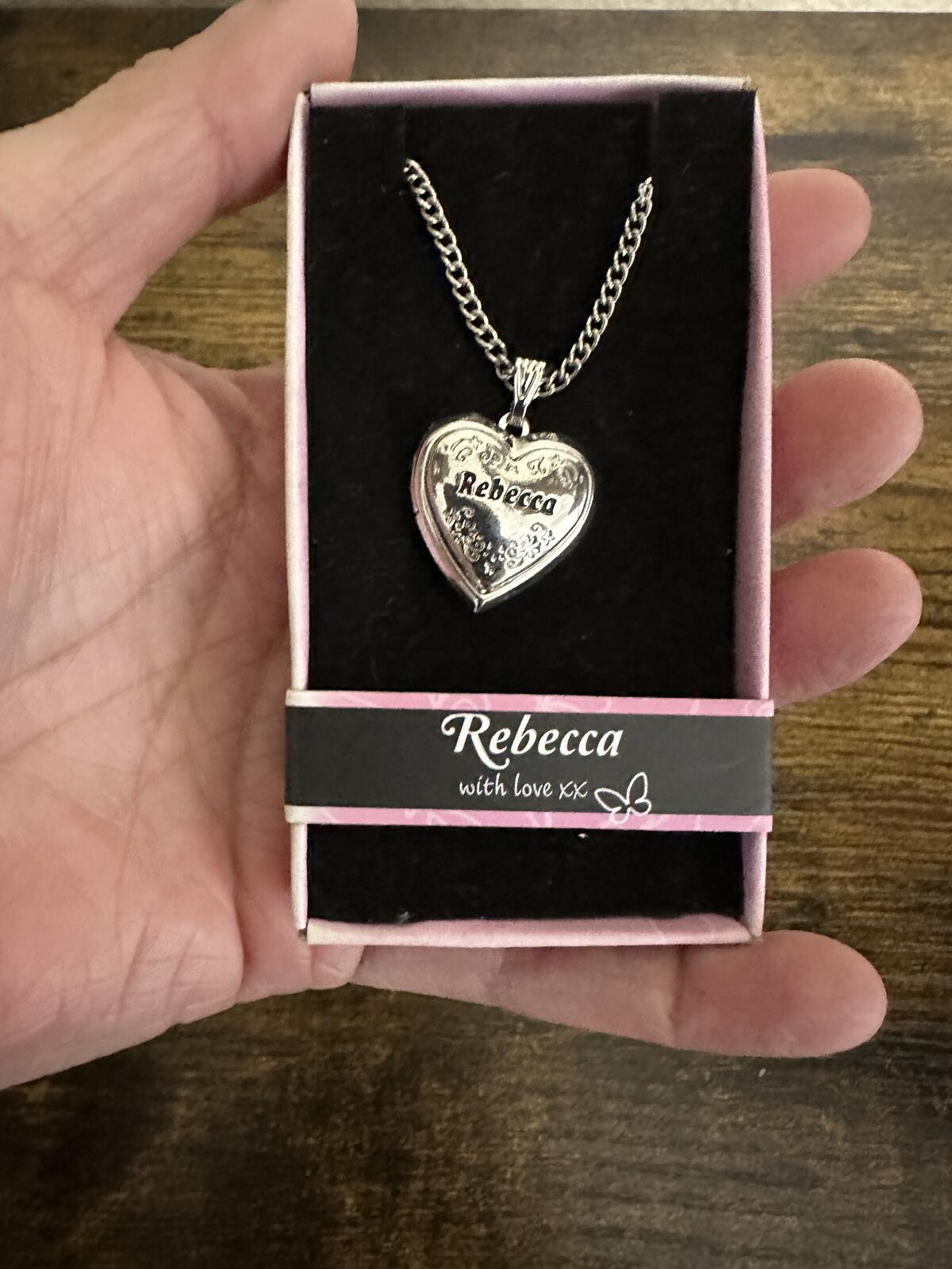 Love Lockets Silver tone Engraved Rebecca Necklace