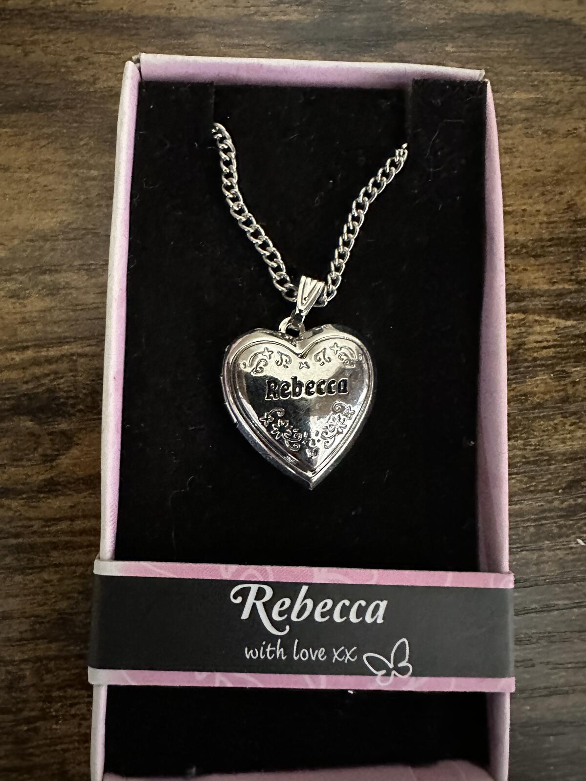 Love Lockets Silver tone Engraved Rebecca Necklace