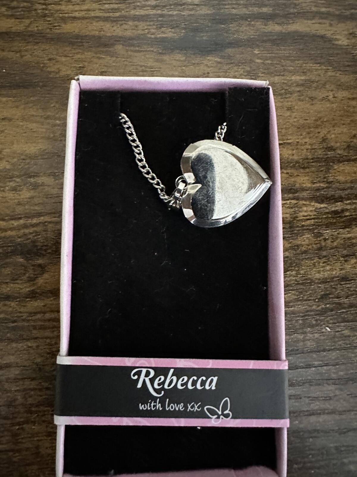 Love Lockets Silver tone Engraved Rebecca Necklace