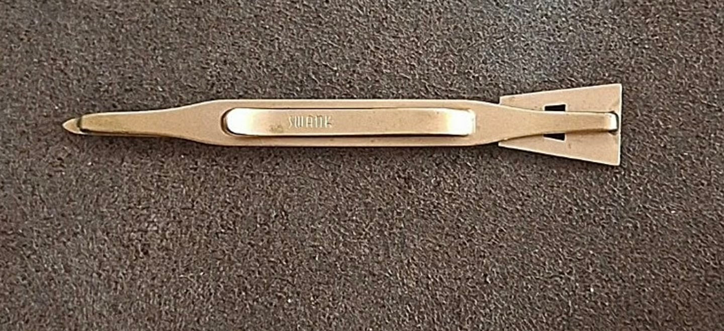 1960’s Swank Monogram Initial Letter "E" Sword Tie Clip Bar