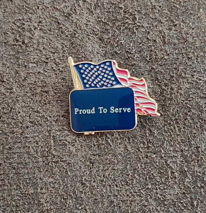 1980s/90s American Flag Proud To Serve Patriotic Pin