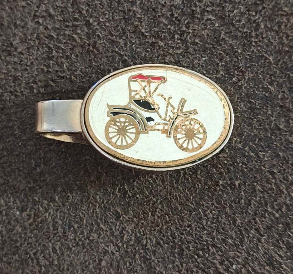 1960s Gold Tone Antique Car Tie Bar/Tie Clip